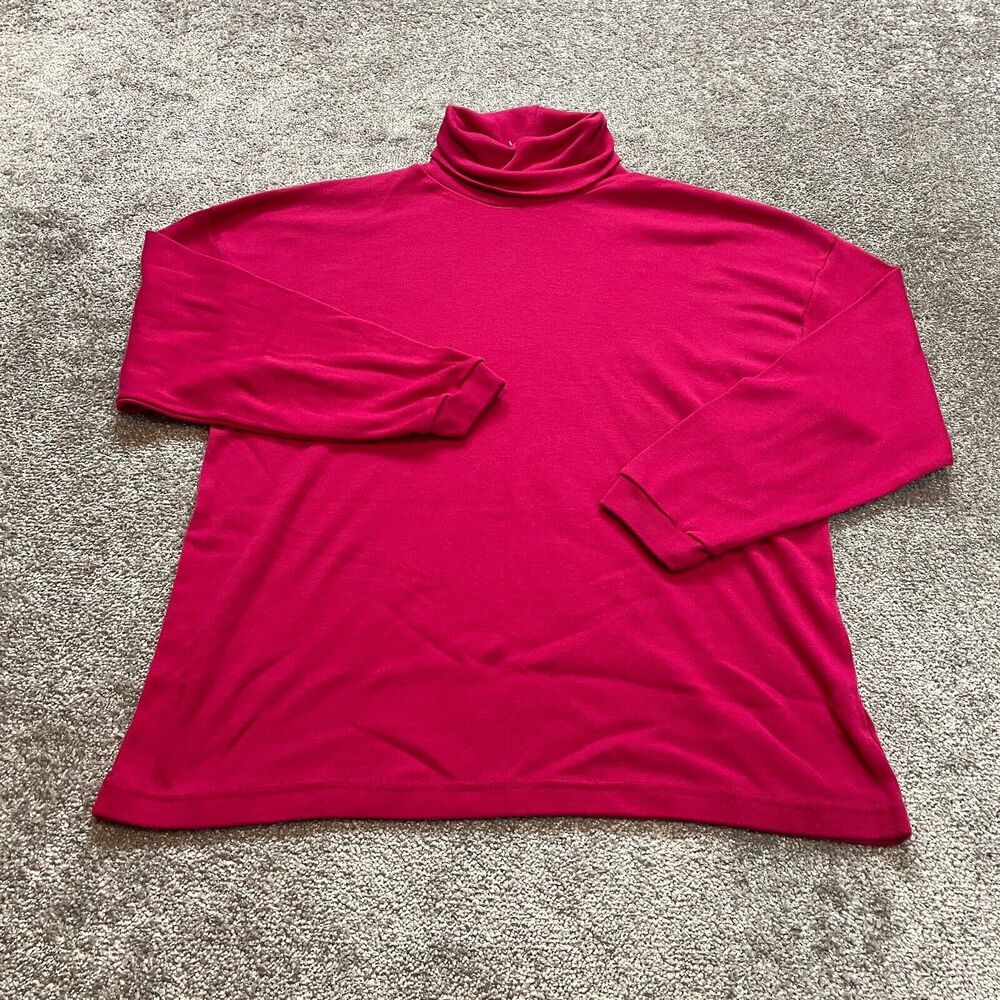 Venezia Shirt Womens 26/28 Pink Turtleneck Long Sleeve Vintage Soft Ladies Top